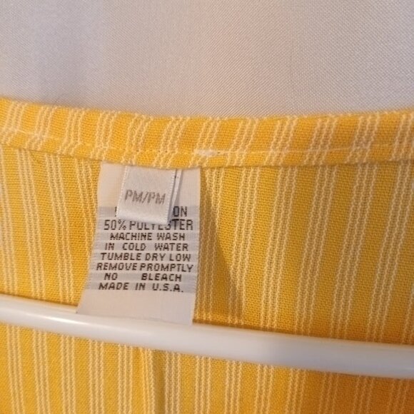 Nwt V-neck Empire waist Blouse women P Sunny Yellow White Long bell sleeve top - Picture 7 of 7